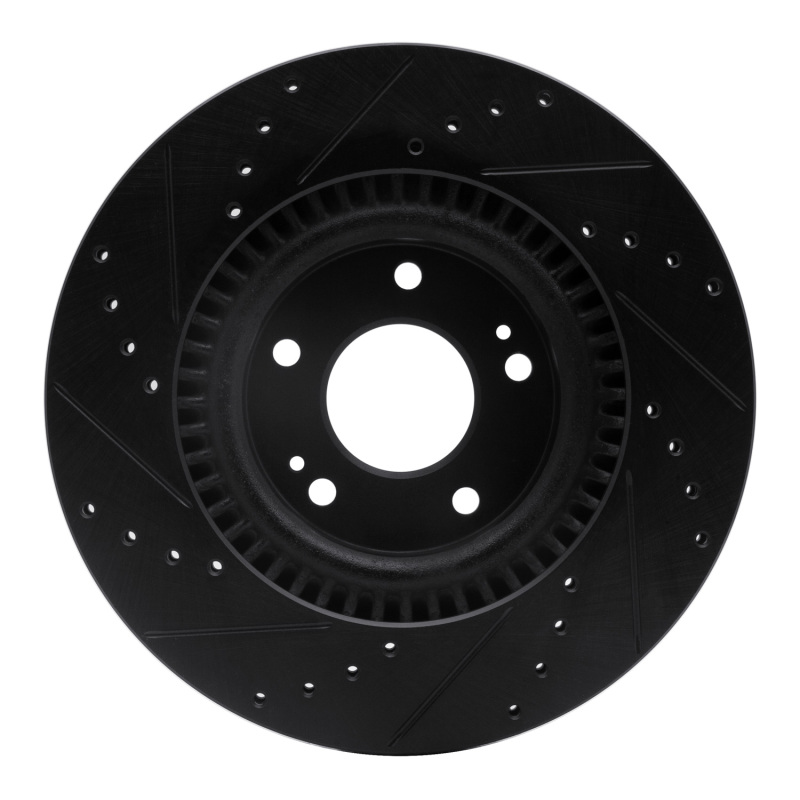 Hyundai Tucson Brake Rotor (1) - Front Right - R1 Concepts - Drilled & Slotted - Black - `11-`25